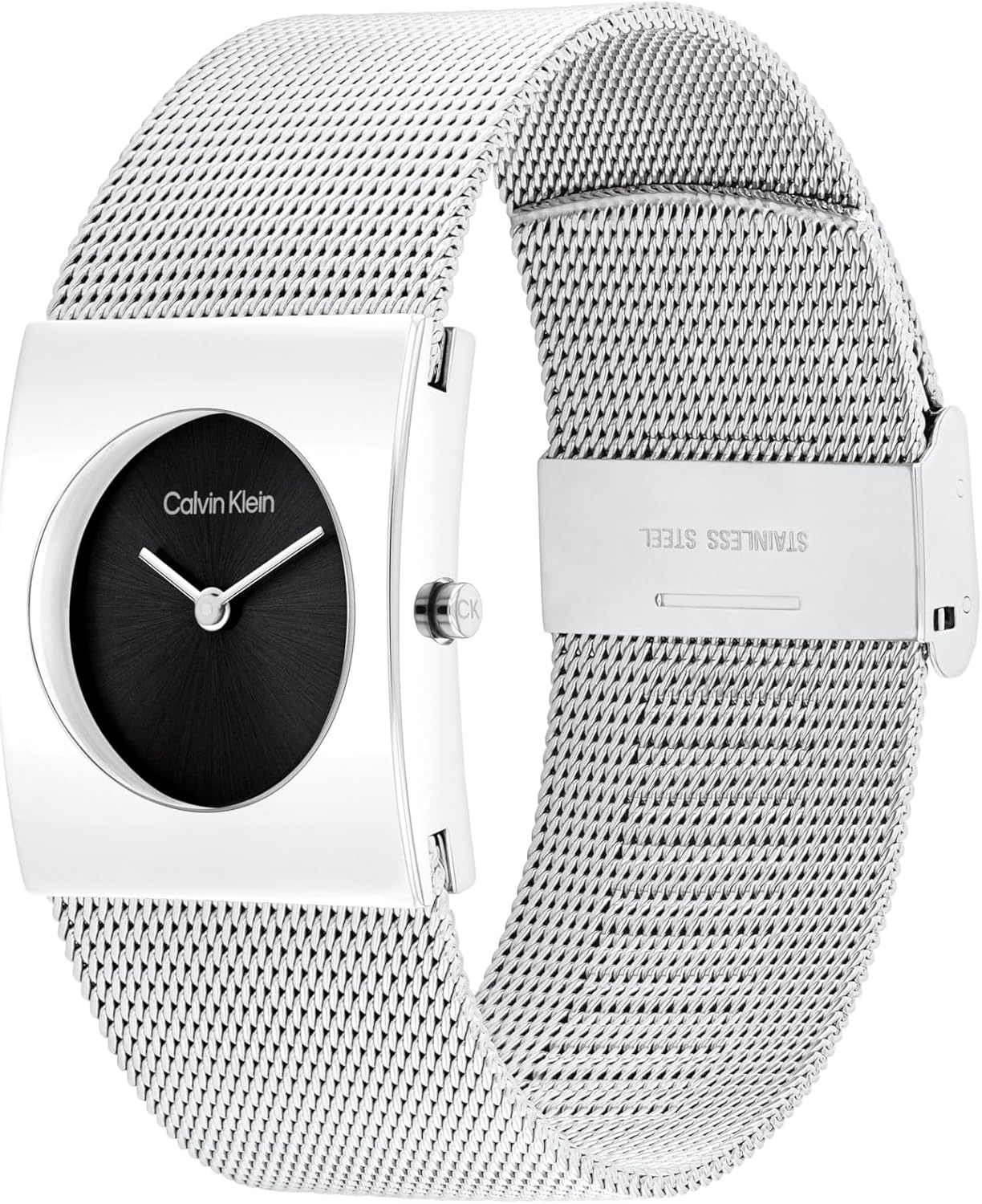 Calvin Klein Analog Quarzuhr für Damen Kollektion CK Pulse mit Edelstahl-Mesh-Gliederarmband Black