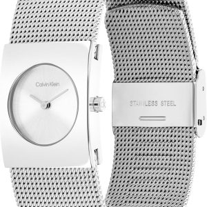 Calvin Klein Analog Quarzuhr für Damen Kollektion CK Pulse mit Edelstahl-Mesh-Gliederarmband Silver