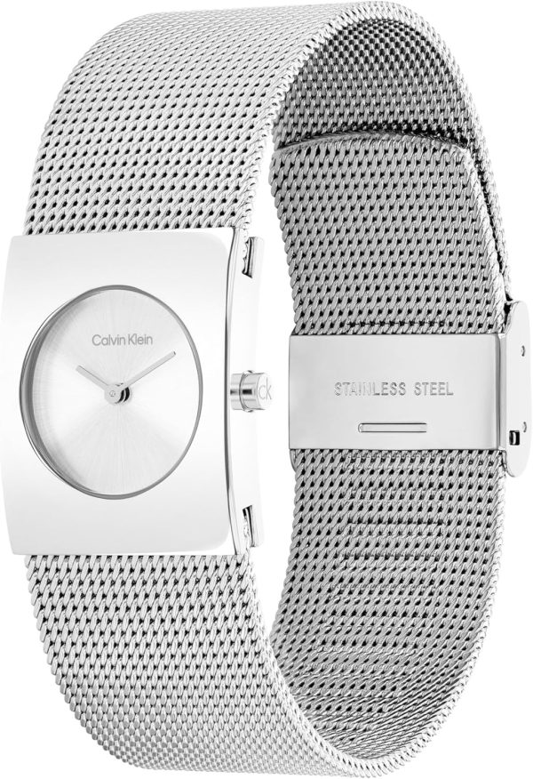 Calvin Klein Analog Quarzuhr für Damen Kollektion CK Pulse mit Edelstahl-Mesh-Gliederarmband Silver
