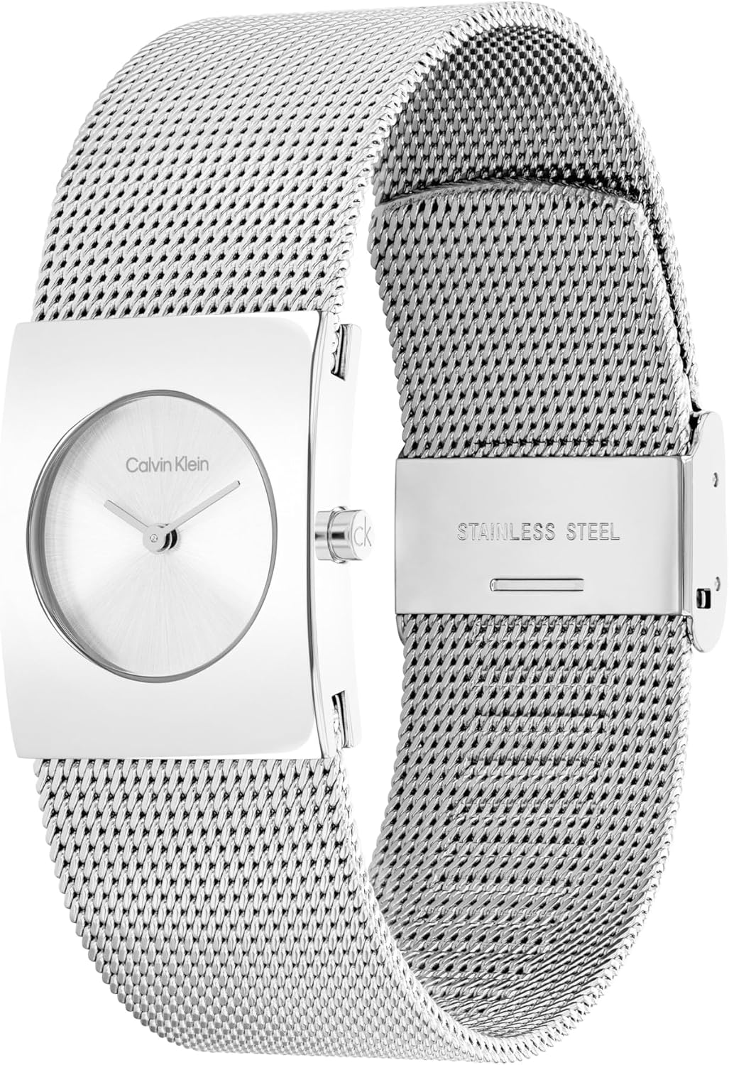 Calvin Klein Analog Quarzuhr für Damen Kollektion CK Pulse mit Edelstahl-Mesh-Gliederarmband Silver