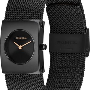 Calvin Klein Analog Quarzuhr für Damen Kollektion CK Pulse mit Edelstahl-Mesh-Gliederarmband Full Black