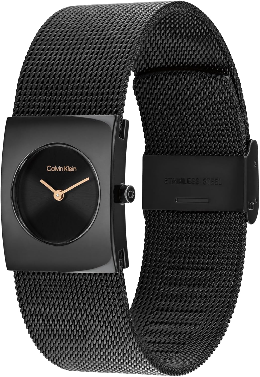 Calvin Klein Analog Quarzuhr für Damen Kollektion CK Pulse mit Edelstahl-Mesh-Gliederarmband Full Black