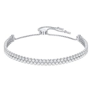 Swarovski Matrix Kollektion Tennis Armband Subtle Tennis Armband Rhodiniert Weiß