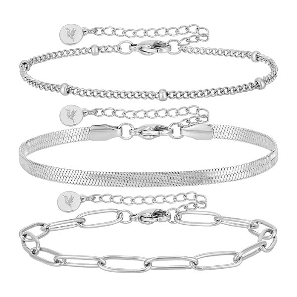 BONNYBIRD® Premium Edelstahl Armband Set Damen in Silber, Gold & Roségold, 100% Wasserfest & Hautverträglich BonnyShine BonnyShine Silber