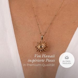 Purelei Sun Kette Damen – Halskette Damen aus langlebigem Edelstahl – Wasserfeste Kette mit Anhänger – 50-55 cm Länge verstellbar – Halskette für deinen individuellen Look Roségold