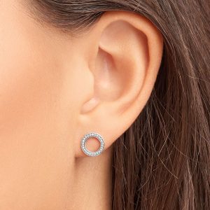 Pandora Signature Ohrstecker funkelnder Kreis, mit klarem Cubic Zirkonia Silber