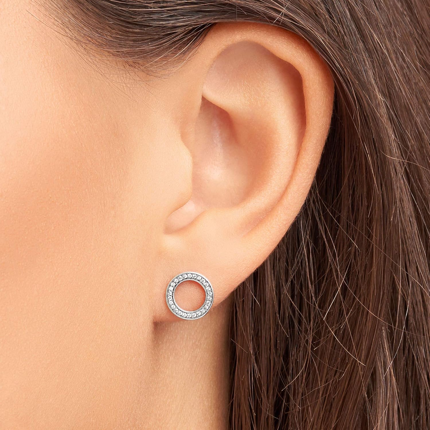 Pandora Signature Ohrstecker funkelnder Kreis, mit klarem Cubic Zirkonia Silber