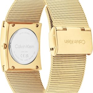 Calvin Klein Analog Quarzuhr für Damen Kollektion CK Pulse mit Edelstahl-Mesh-Gliederarmband Gold