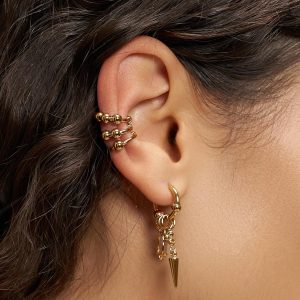LIEBESKIND BERLIN Urban Chic Ohrring - Creole aus Edelstahl - 3,8 cm - Scharnierverschluss - wasserfest & hautfreundlich Gold