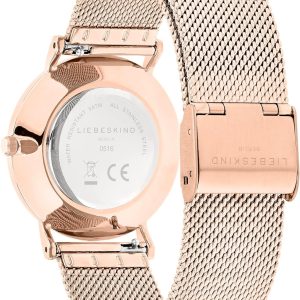 LIEBESKIND BERLIN Damenuhr – Runde Quarzuhr 34 mm – Mesharmband – 5 ATM wasserdicht – Elegant – In verschiedenen Farben erhältlich Roségold, Weiß