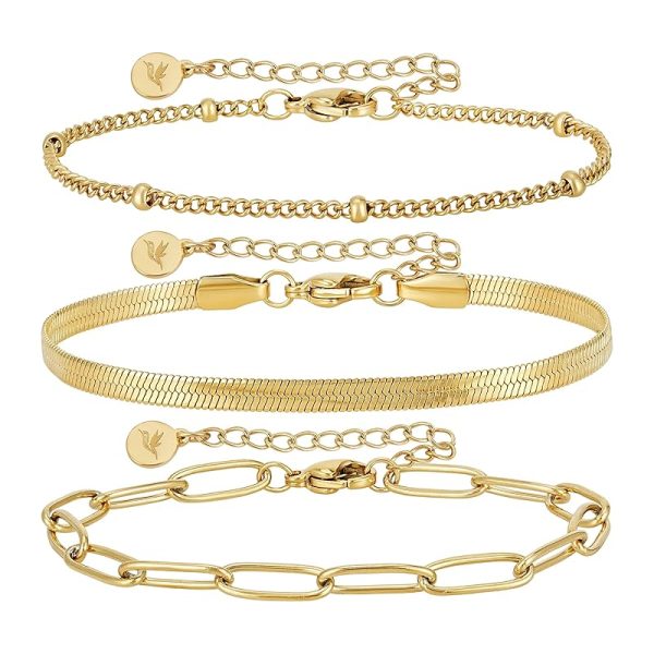BONNYBIRD® Premium Edelstahl Armband Set Damen in Silber, Gold & Roségold, 100% Wasserfest & Hautverträglich BonnyShine BonnyShine Gold