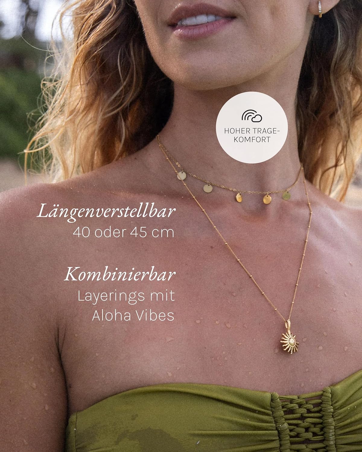 Purelei Kalea Kette Damen – Halskette Damen aus langlebigem Edelstahl – Wasserfeste Kette mit Anhänger – 40-45 cm Länge verstellbar – Halskette für deinen individuellen Look Silber