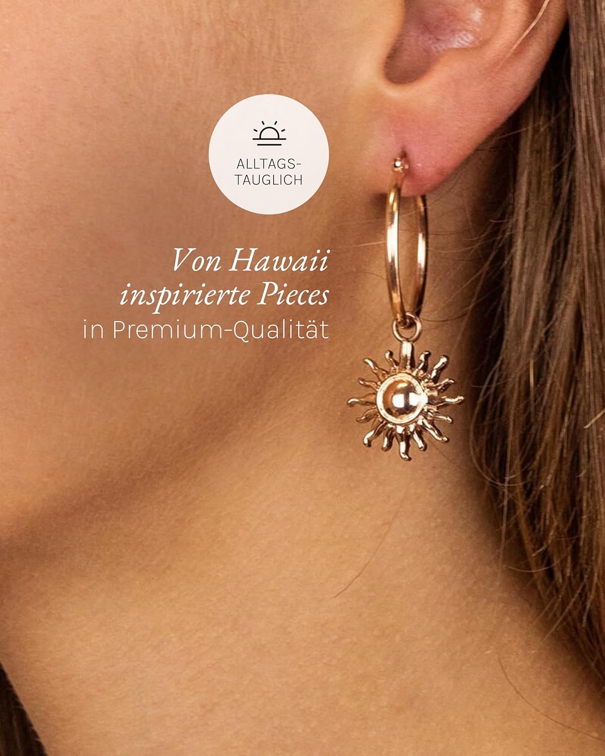Purelei Sun Ohrringe – Damenohrringe aus langlebigem Edelstahl – Wasserfeste Ohrringe Damen – Modeschmuck für deinen individuellen Look Roségold