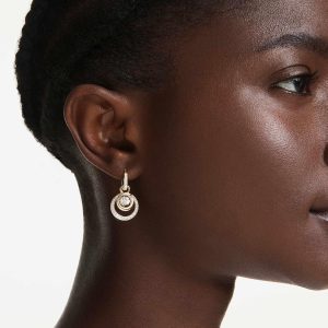 Swarovski Hyperbola Kollektion, Rundschliff, Weiß, Goldfarben beschichtet Hyperbola Hängeohrringe