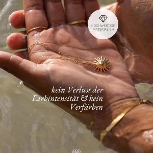 Purelei Sun Kette Damen – Halskette Damen aus langlebigem Edelstahl – Wasserfeste Kette mit Anhänger – 50-55 cm Länge verstellbar – Halskette für deinen individuellen Look Silber