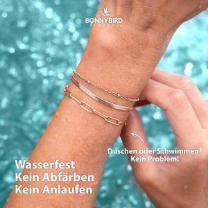 BONNYBIRD® Premium Edelstahl Armband Set Damen in Silber, Gold & Roségold, 100% Wasserfest & Hautverträglich BonnyShine BonnyShine Rosegold