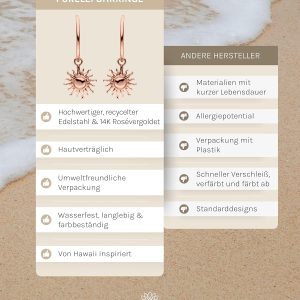 Purelei Sun Ohrringe – Damenohrringe aus langlebigem Edelstahl – Wasserfeste Ohrringe Damen – Modeschmuck für deinen individuellen Look Roségold