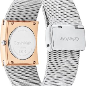 Calvin Klein Analog Quarzuhr für Damen Kollektion CK Pulse mit Edelstahl-Mesh-Gliederarmband Silver And Rose Gold
