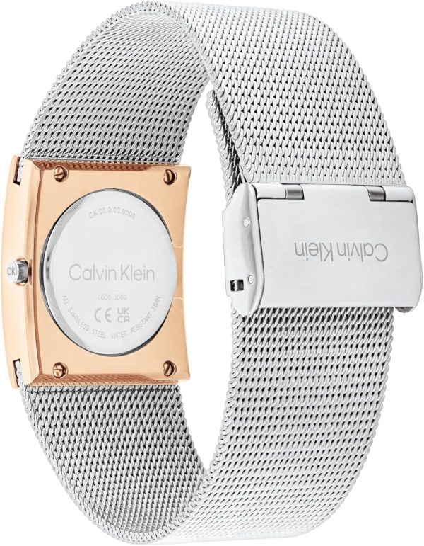 Calvin Klein Analog Quarzuhr für Damen Kollektion CK Pulse mit Edelstahl-Mesh-Gliederarmband Silver And Rose Gold