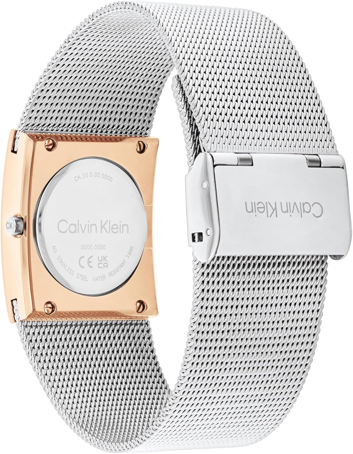 Calvin Klein Analog Quarzuhr für Damen Kollektion CK Pulse mit Edelstahl-Mesh-Gliederarmband Silver And Rose Gold