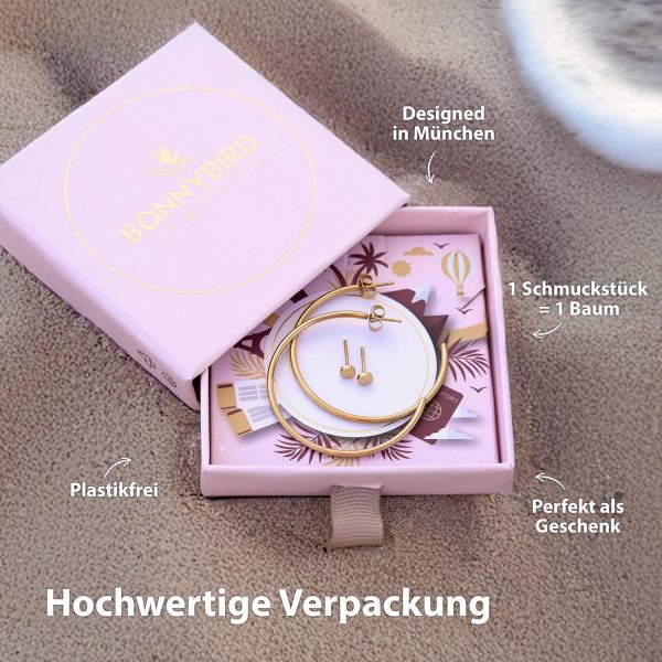 BONNYBIRD® Wasserfeste Große Edelstahl Creolen + Plättchen Ohrstecker Damen in Silber, Gold & Roségold, 100% Wasserfest, Leicht & Sehr Hautverträglich BonnyGrace BonnyGrace Gold