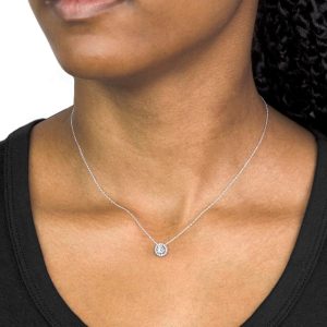 Amazon Essentials Halo-Halskette aus 9-Karätigem Gelb und Weißgold mit Kubischen Zirkonia (ehemals Amazon Collection)