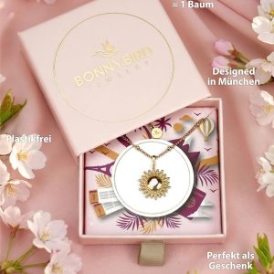 BONNYBIRD® Wasserfeste Edelstahl Kette Sonne Damen in Silber, Gold & Roségold, 100% Wasserfest & Hautverträglich BonnySun BonnySun Gold