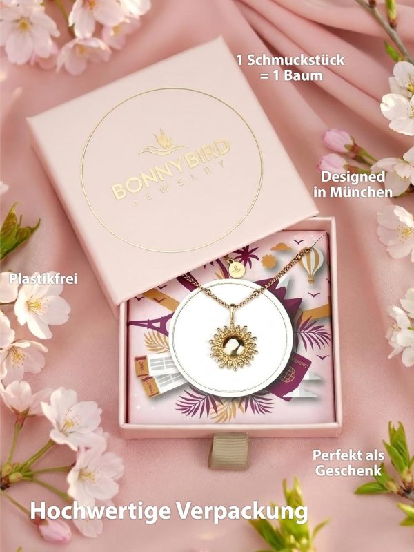 BONNYBIRD® Wasserfeste Edelstahl Kette Sonne Damen in Silber, Gold & Roségold, 100% Wasserfest & Hautverträglich BonnySun BonnySun Gold