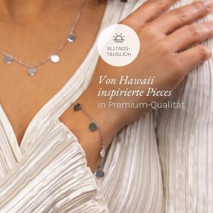 Purelei Kalea Armband – Elegantes, verspieltes Damen Armband mit Plättchen – Edelstahl – Verstellbare Länge 16/17,5/19 cm – Hawaiianisch inspiriert & wasserfest Silber