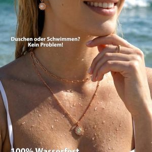 BONNYBIRD® Wasserfeste Edelstahl Kette Sonne Damen in Silber, Gold & Roségold, 100% Wasserfest & Hautverträglich BonnySun BonnySun Roségold