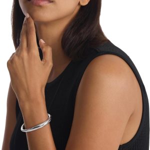 Calvin Klein Bangle Armband für Damen Kollektion ELONGATED DROPS aus Edelstahl - Erhältlich in Silber oder Gold Argento (Silver)
