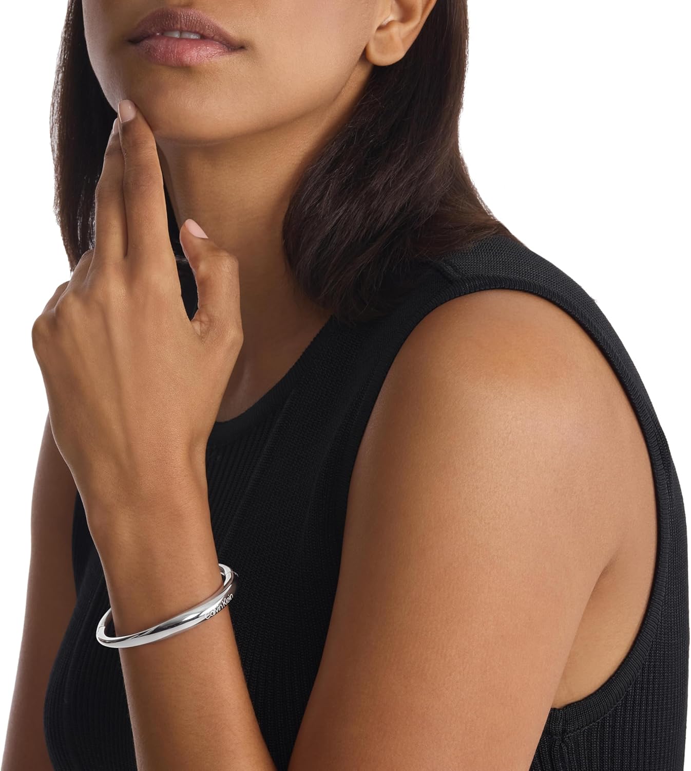 Calvin Klein Bangle Armband für Damen Kollektion ELONGATED DROPS aus Edelstahl - Erhältlich in Silber oder Gold Argento (Silver)