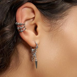 LIEBESKIND BERLIN Urban Chic Ohrring - Creole aus Edelstahl - 3,8 cm - Scharnierverschluss - wasserfest & hautfreundlich Silber