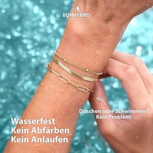 BONNYBIRD® Premium Edelstahl Armband Set Damen in Silber, Gold & Roségold, 100% Wasserfest & Hautverträglich BonnyShine BonnyShine Gold