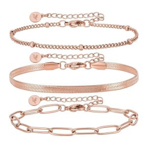 BONNYBIRD® Premium Edelstahl Armband Set Damen in Silber, Gold & Roségold, 100% Wasserfest & Hautverträglich BonnyShine BonnyShine Rosegold