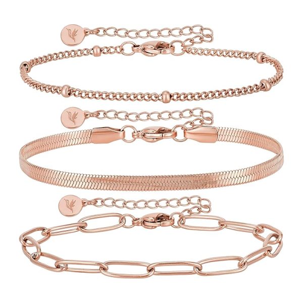 BONNYBIRD® Premium Edelstahl Armband Set Damen in Silber, Gold & Roségold, 100% Wasserfest & Hautverträglich BonnyShine BonnyShine Rosegold