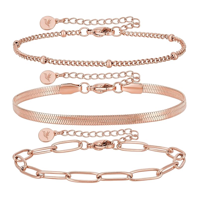 BONNYBIRD® Premium Edelstahl Armband Set Damen in Silber, Gold & Roségold, 100% Wasserfest & Hautverträglich BonnyShine BonnyShine Rosegold