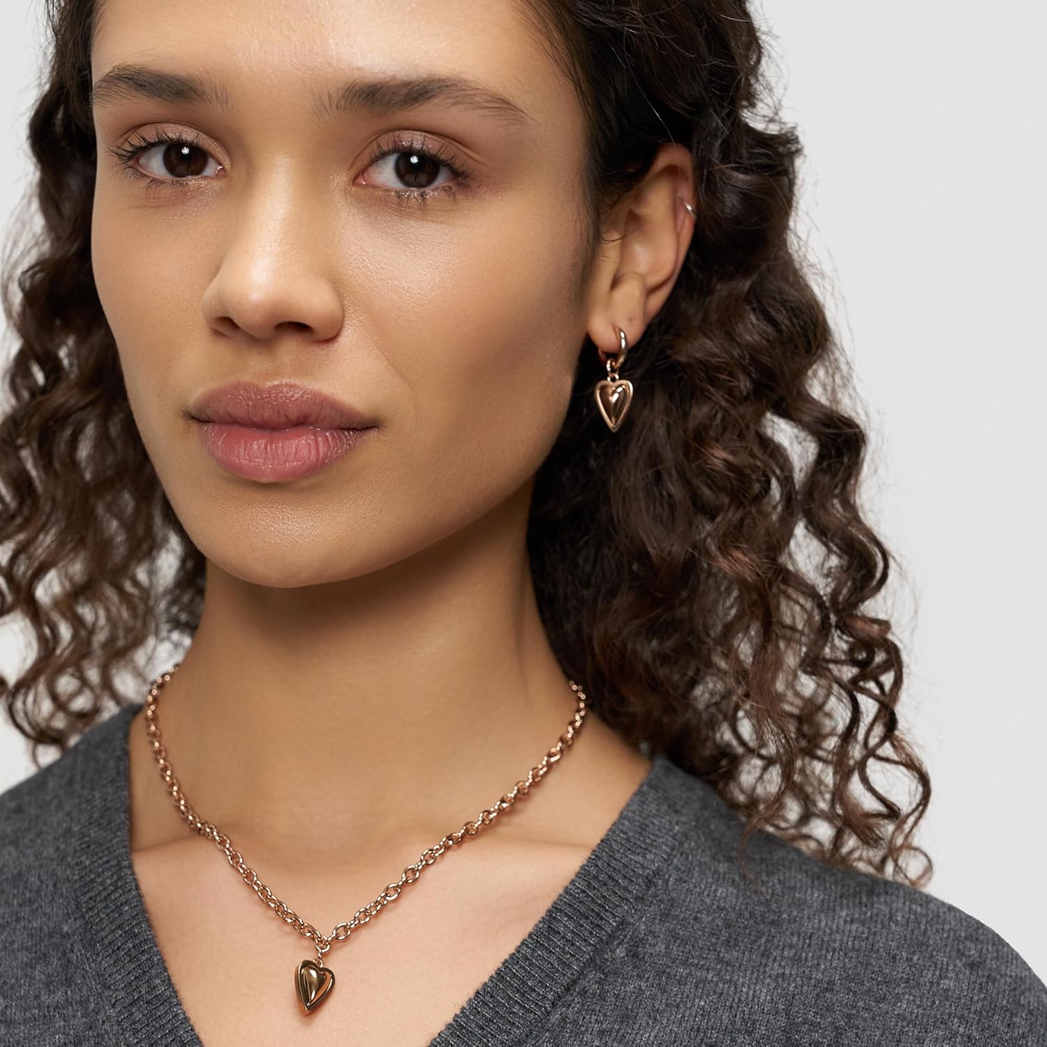 LIEBESKIND BERLIN Damen Schmuck mit Herz - Funkelnde Kette roségold