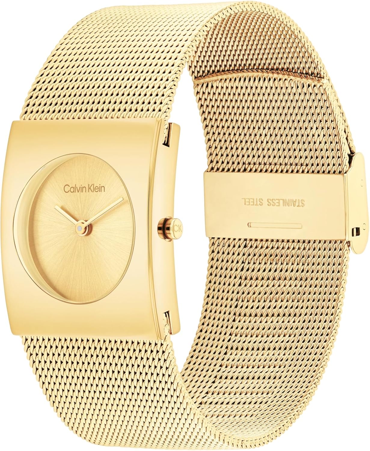 Calvin Klein Analog Quarzuhr für Damen Kollektion CK Pulse mit Edelstahl-Mesh-Gliederarmband Gold