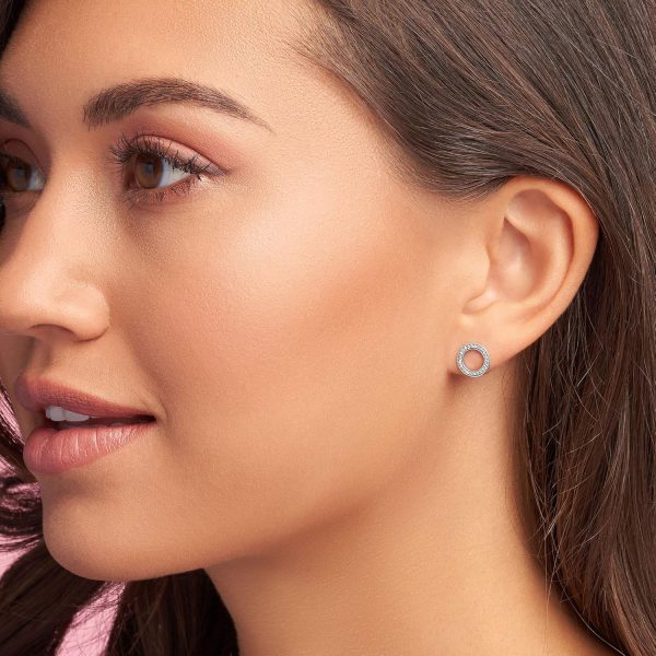 Pandora Signature Ohrstecker funkelnder Kreis, mit klarem Cubic Zirkonia Silber