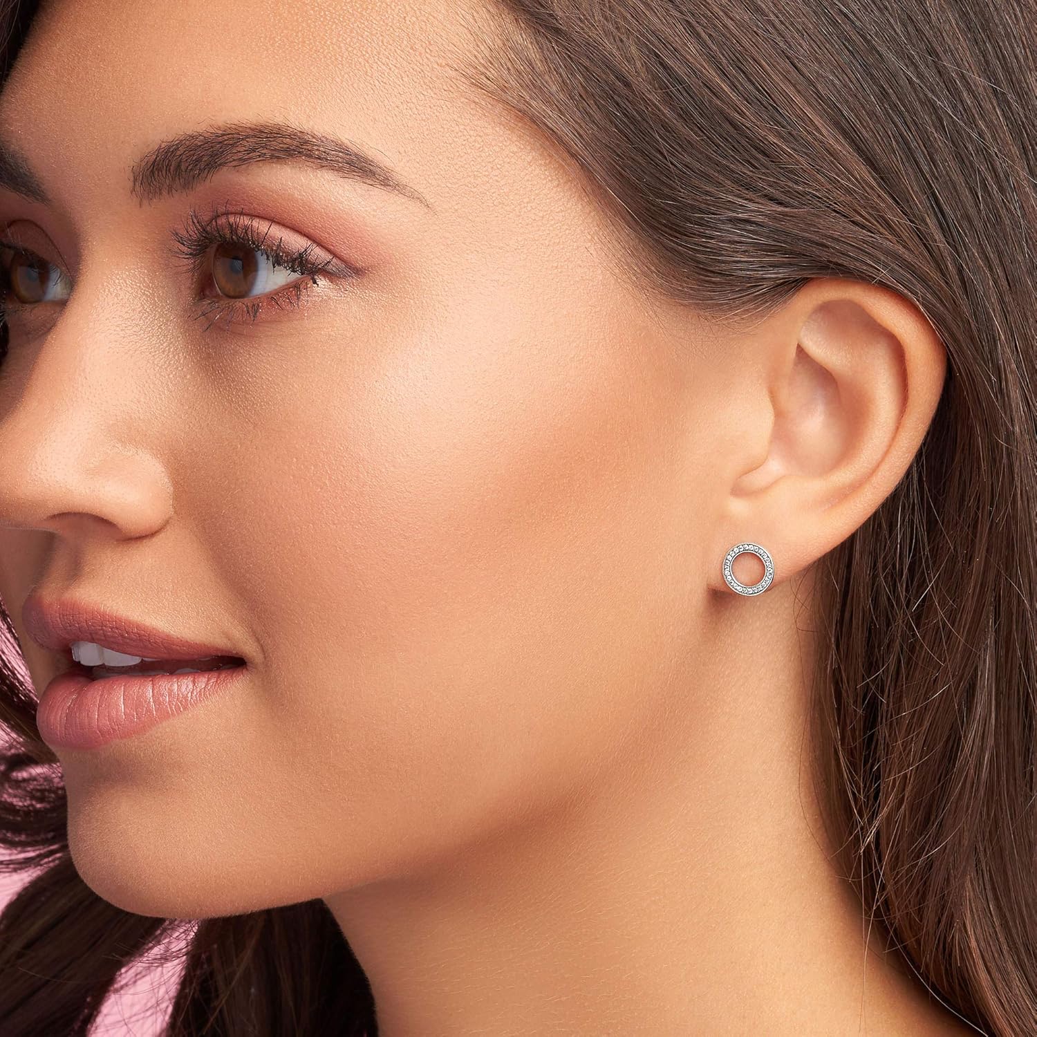 Pandora Signature Ohrstecker funkelnder Kreis, mit klarem Cubic Zirkonia Silber