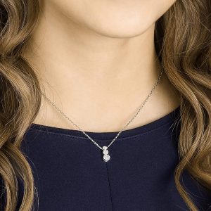 Swarovski Stilla Attract Trilogy Anhänger, Rund, Weiss, Rhodiniert
