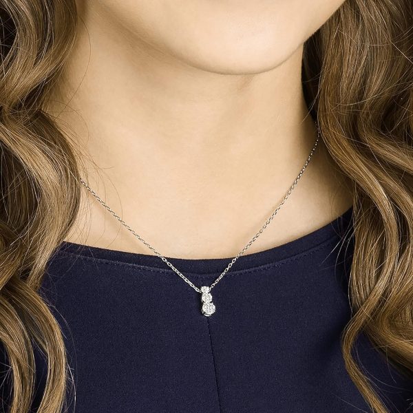 Swarovski Stilla Attract Trilogy Anhänger, Rund, Weiss, Rhodiniert