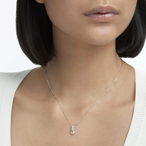 Swarovski Stilla Attract Trilogy Anhänger, Rund, Weiss, Rhodiniert