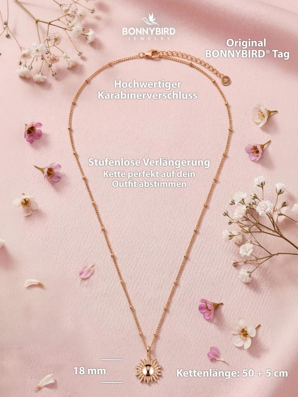 BONNYBIRD® Wasserfeste Edelstahl Kette Sonne Damen in Silber, Gold & Roségold, 100% Wasserfest & Hautverträglich BonnySun BonnySun Roségold
