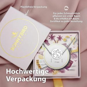 BONNYBIRD® Wasserfestes Edelstahl Weltkugel Armband in Silber, Gold & Roségold, 100% Wasserfest & Hautverträglich, Perfektes Reise Geschenk für Weltenbummler BonnyWorld BonnyWorld Silber