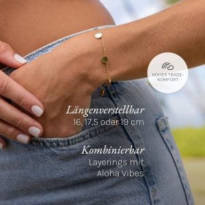 Purelei Kalea Armband – Elegantes, verspieltes Damen Armband mit Plättchen – Edelstahl – Verstellbare Länge 16/17,5/19 cm – Hawaiianisch inspiriert & wasserfest Silber