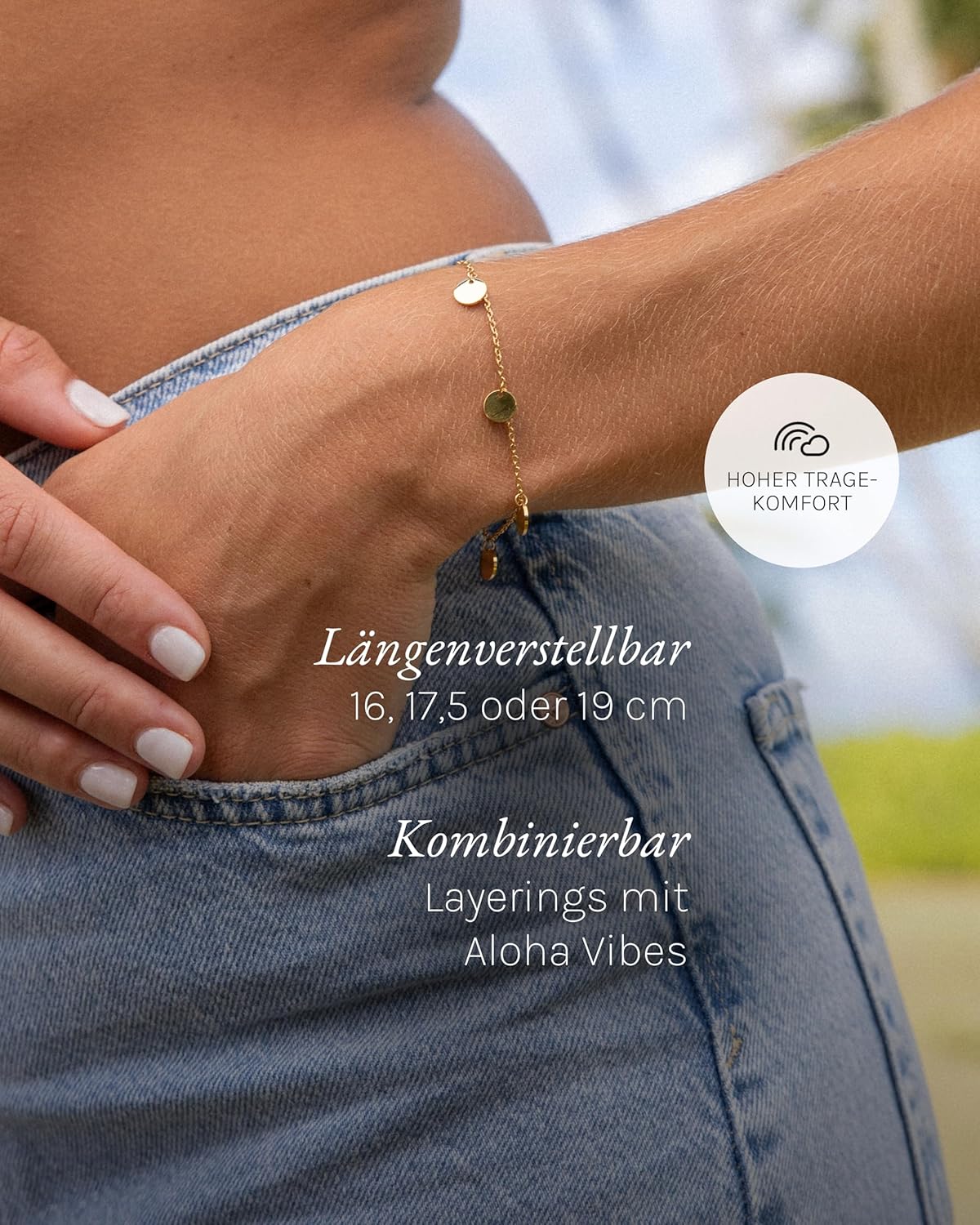 Purelei Kalea Armband – Elegantes, verspieltes Damen Armband mit Plättchen – Edelstahl – Verstellbare Länge 16/17,5/19 cm – Hawaiianisch inspiriert & wasserfest Silber