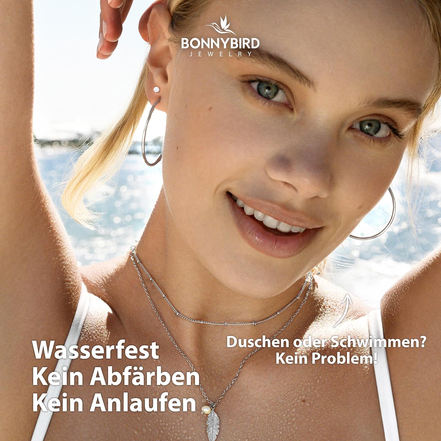 BONNYBIRD® Wasserfeste Große Edelstahl Creolen + Plättchen Ohrstecker Damen in Silber, Gold & Roségold, 100% Wasserfest, Leicht & Sehr Hautverträglich BonnyGrace BonnyGrace Silber