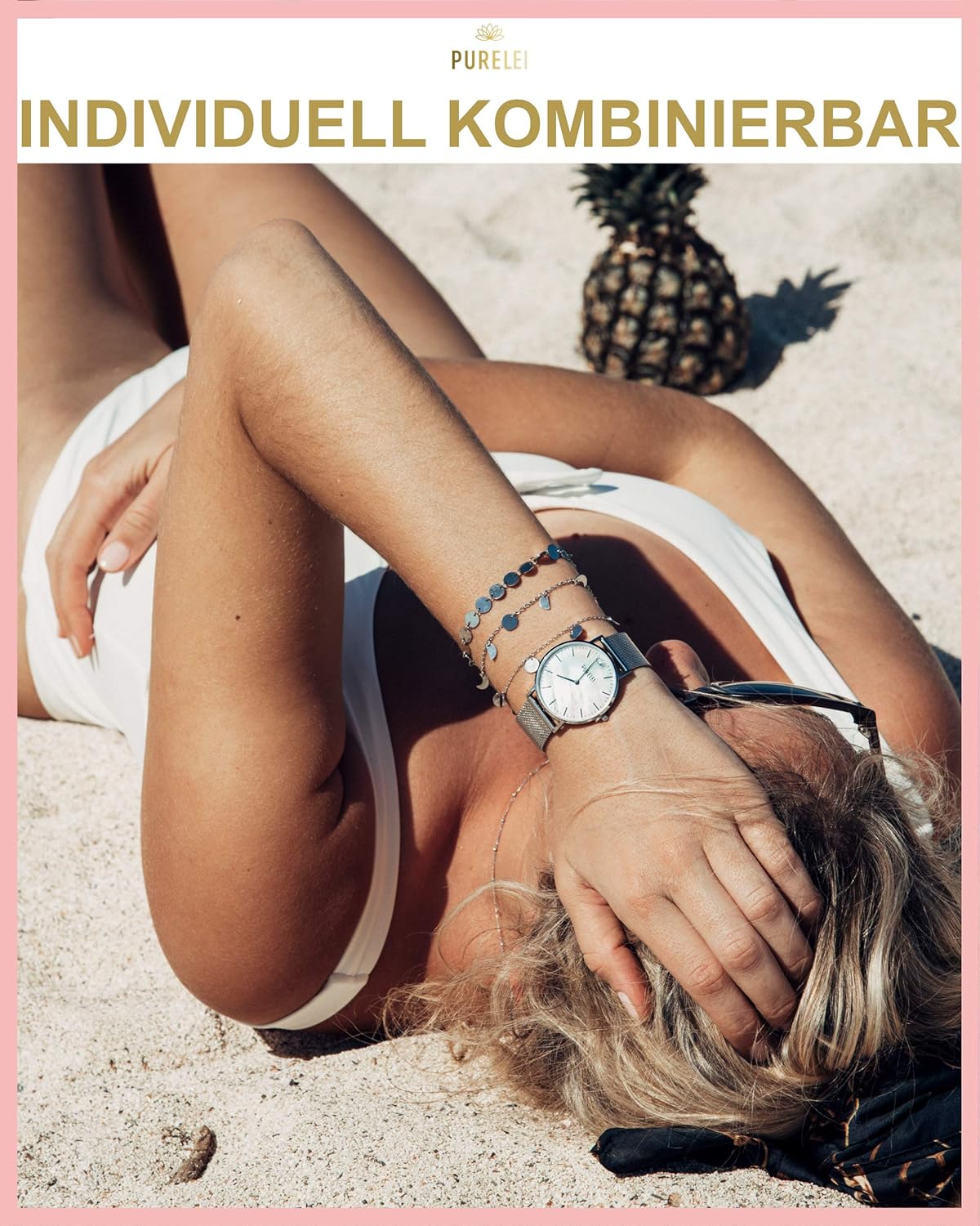 Purelei Malihini Coin Armband – Elegantes, verspieltes Damen Armband mit Plättchen – Edelstahl 18K vergoldet – Verstellbare Länge 16/17,5/19 cm – Hawaiianisch inspiriert & wasserfest Roségold